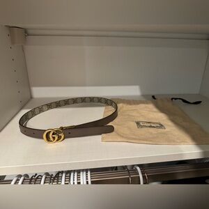 Authentic GG marmont reversible belt (brown leather)